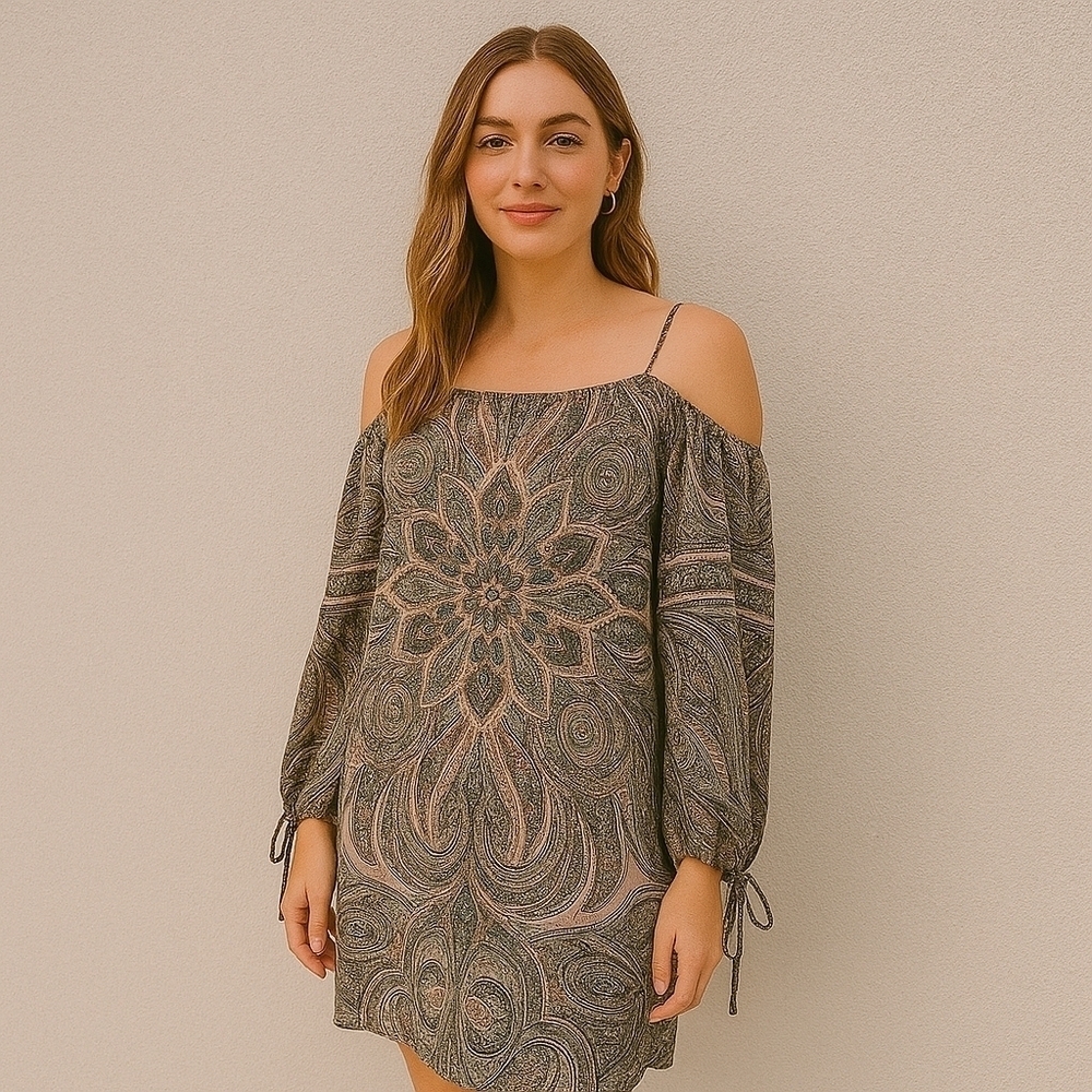 ALEXIA ADMOR Paisley Print Off-the-Shoulder Dress - Size M - NWT